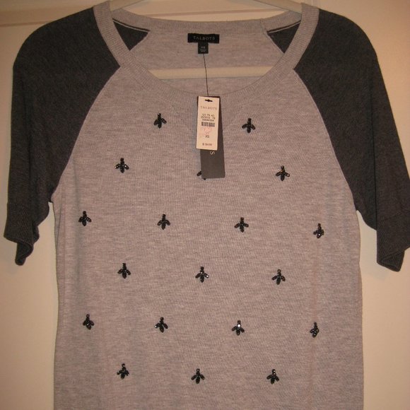 Talbots Beaded Bee Sweater Misses XS NWT - Picture 1 of 3